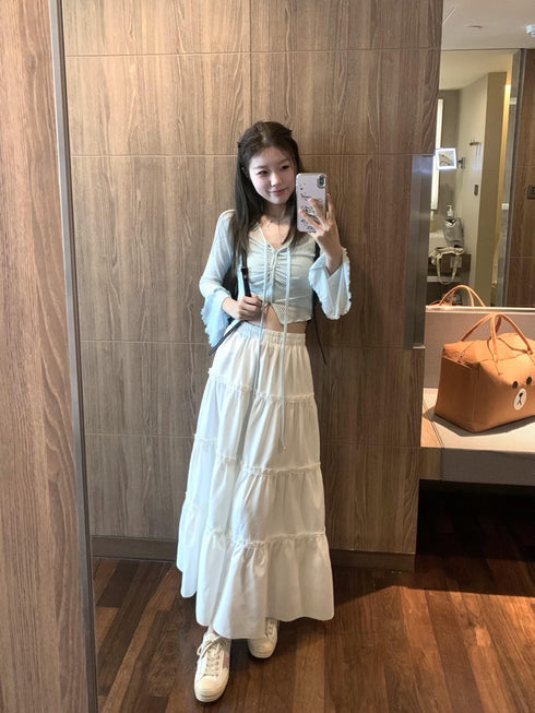 Summer Flounce Layer Long Skirts